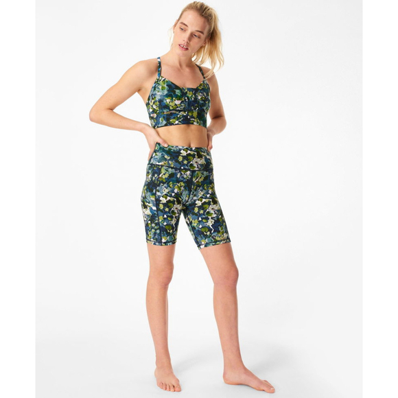 Sweaty Betty Pants - Sweaty Betty Super Sculpt 8" Sustainable Cycling Shorts Sz S Green Blue Printed